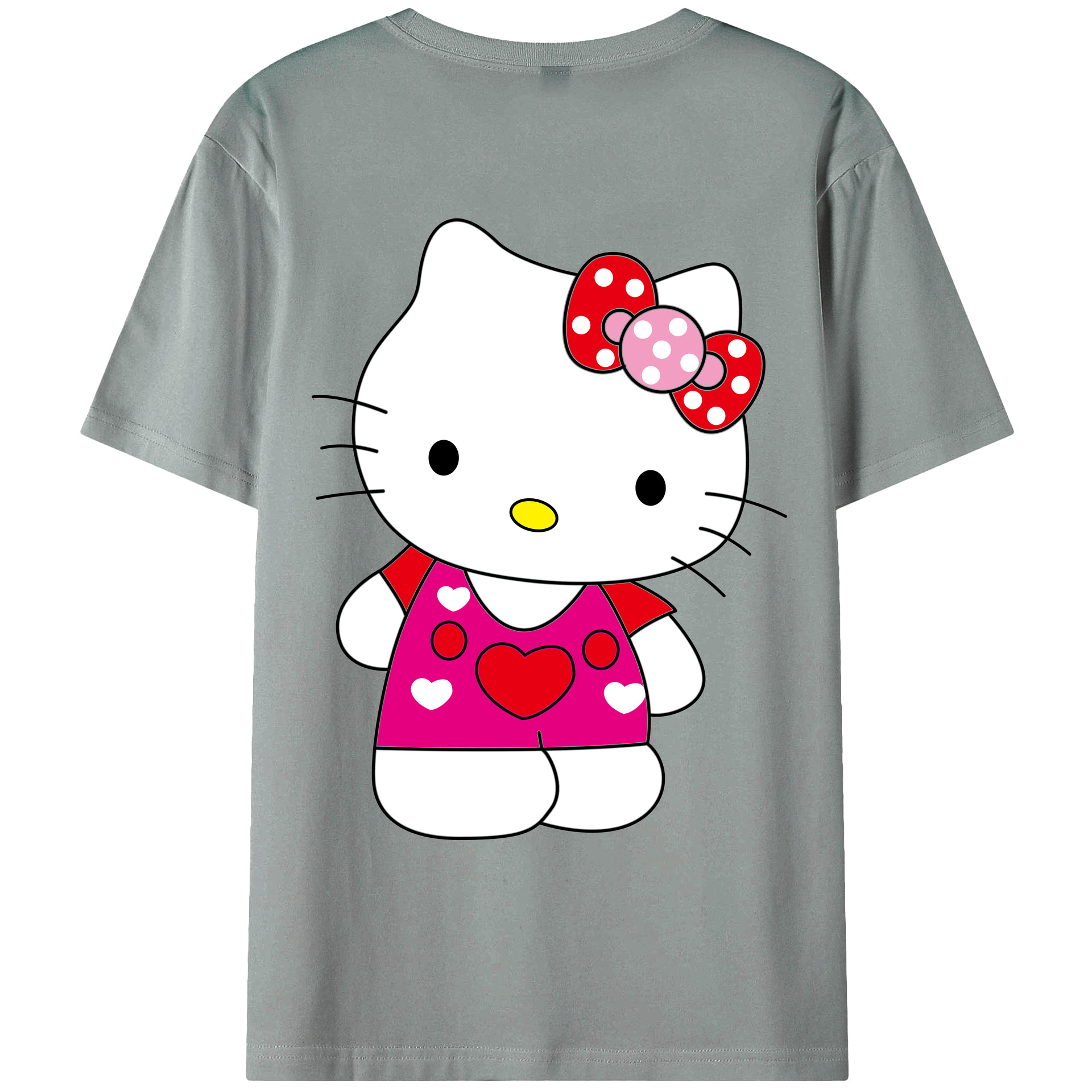 （画像用） Hello Kitty ハローキティ 綿100％ メンズ半袖Tシャツ（バックプリント） 通気性